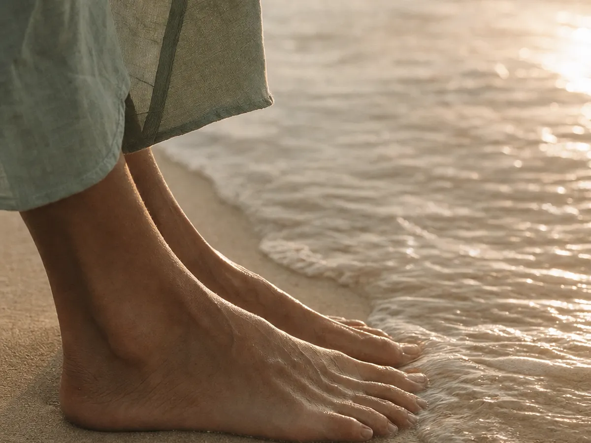 A figure in gentle seated stretch on a yoga mat, illustrating breath, movement, and somatic awareness