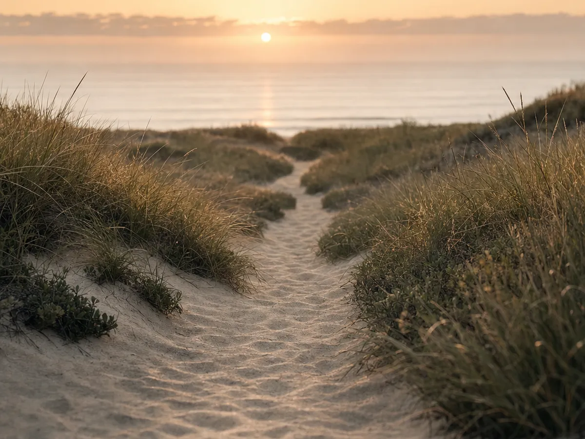 A winding path through sunlit hills leading toward the horizon, representing a life aligned with purpose